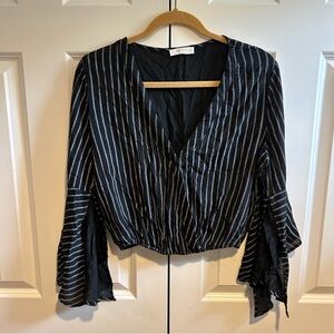 Olive Scent Boho Bell Sleeve Wrap Top | M